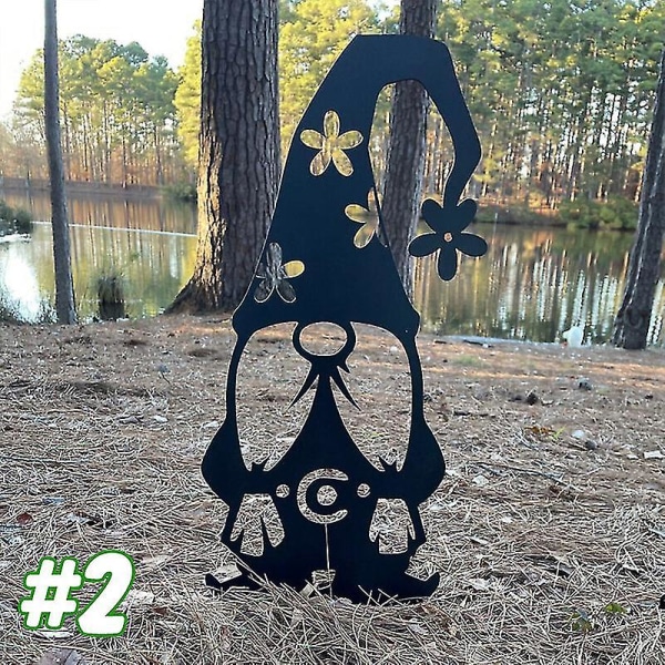 Stålgrennisser Dekoration Sød udhulet Stålhavenisser Statue Stålsilhuet til Standing Gnome 2