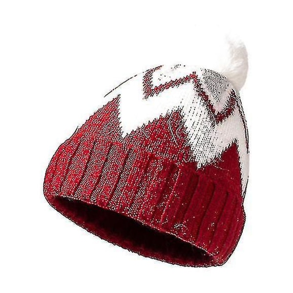 Hhcx-womens Beanie Hats Faux Fur Pom Beanie Winter Hat red