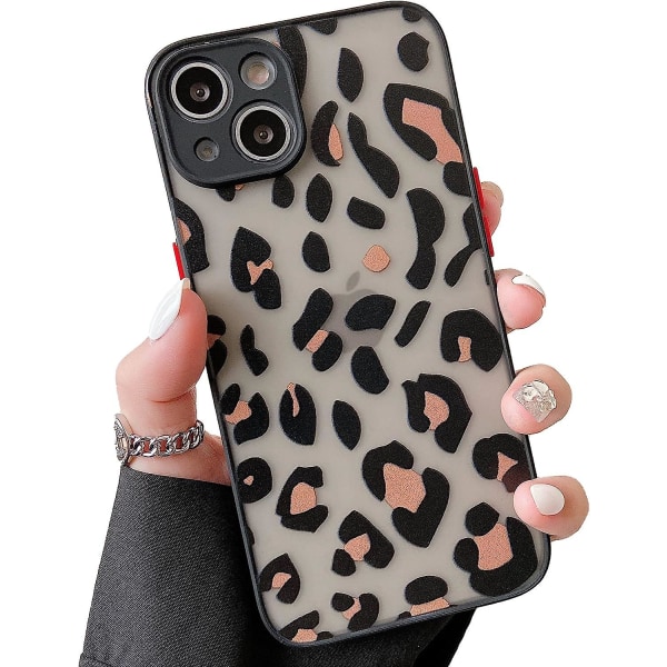 Kompatibel med Iphone 13-fodral, Söt djur Leopardtryckmönster Designer Skyddstelefonfodral, genomskinlig frostad hård datorbaksida med silikonbumpe