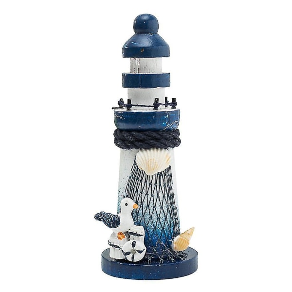 1 stk middelhavsstil fyrtårnspynt i tre Utsøkt Unik Ocean Lighthouse Statue Innredningsdekorasjon til hjemmet (styling Seabird)