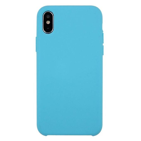 Til Iphone X Pure Color Flydende Silikone + Pc Dropproof beskyttende bagcover (blå)