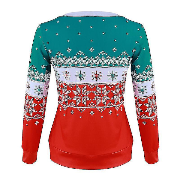 Hhcx-christmas Dame Langærmet striktrøje Xmas Print Jumper Toppe Red M