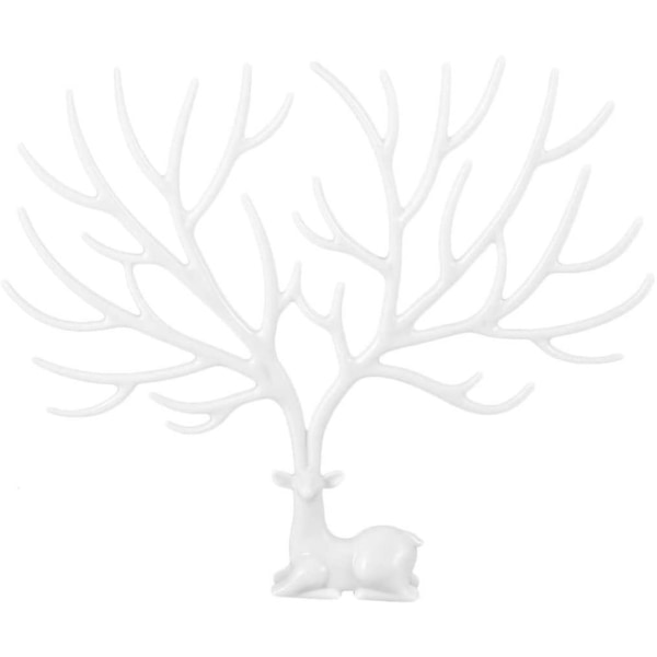 Dekorative Deer Antler Tree Design Armbånd Halskjede Smykker Organizer Ring Skuff White