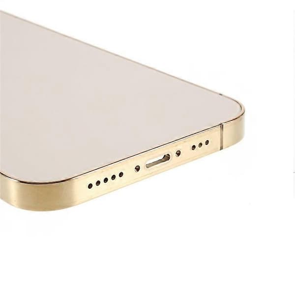 【BQ】Kompatibel med iPhone 12 Pro Bagbatteridæksel + Mellemramme + Sideknapper Erstatning, EU-version (med CE-logo) - Perfekt Gold