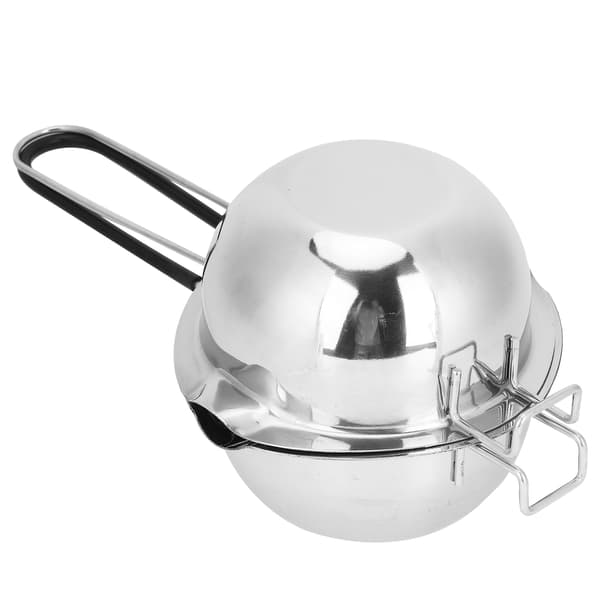 2 STK 400 ml smeltedigel i rustfrit stål til smør, chokolade, ost, køkkenredskab, sølv sort