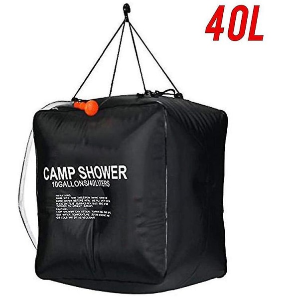 Bærbar campingdusjveske, 40l soldusjveske Solvarmepose med avtakbar slange og byttebart dusjhode Solar dusjpose for campingreiser