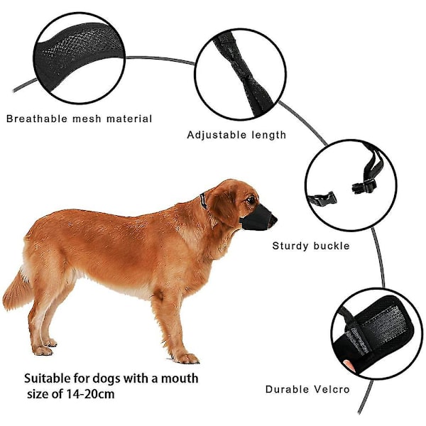 Mjuk hund munkorg Anti-biting Barking Mesh Andas husdjur cover Black L