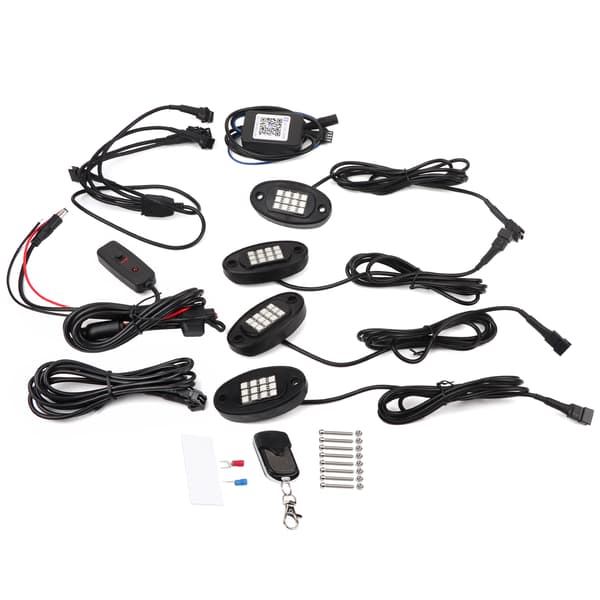 LED Rock Lights - 4 Pods för lastbil, UTV, ATV - Dimmer Switch ingår