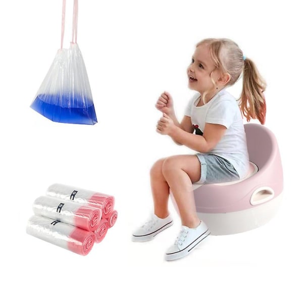 Pottfodral Engångs, 50-pack universal resepottpåsar med dragsko Potträning Toalettsits Plast Pottstolsfodral