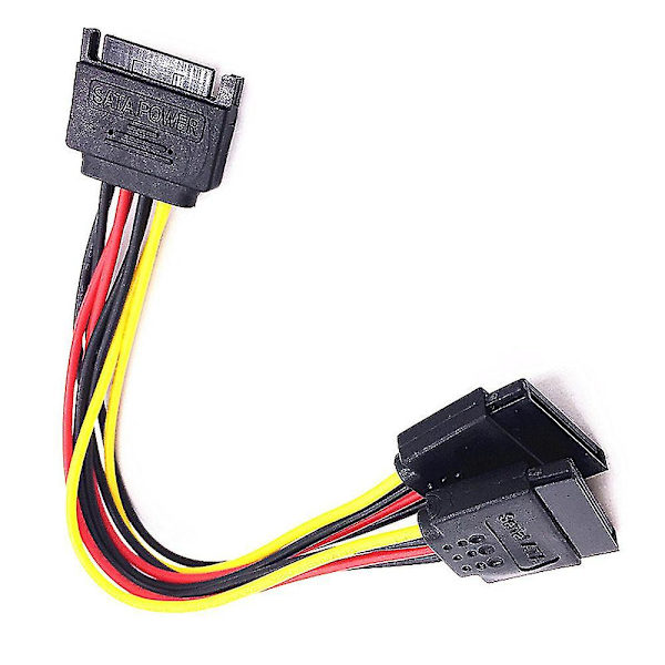 15 Pin Sata Han til 2x Sata Hun Power Y-splitter kabeladapter