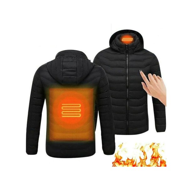 Miesten USB sähkölämmitteinen takki lämmin talvitakki hupullinen takki, koko L