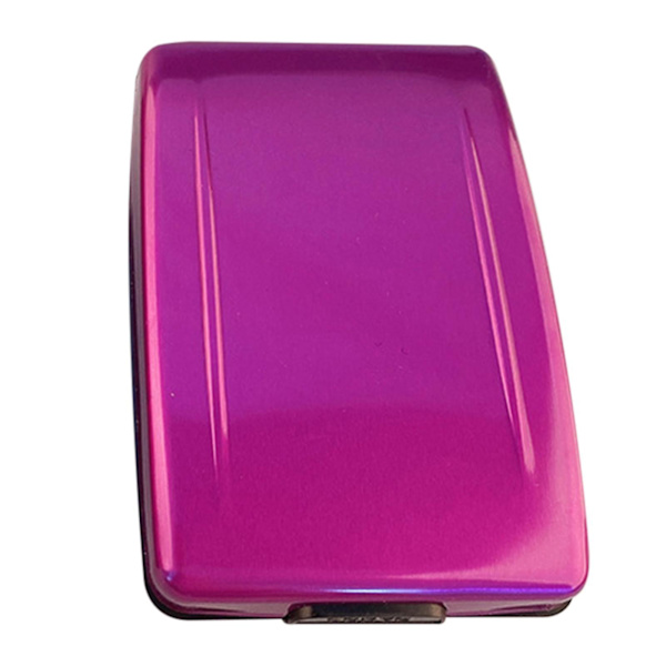 Rfid säker insättning och uttag plånbok ID-kortinnehavare och licensinnehavare plånbok Aluminiumkredit Purple