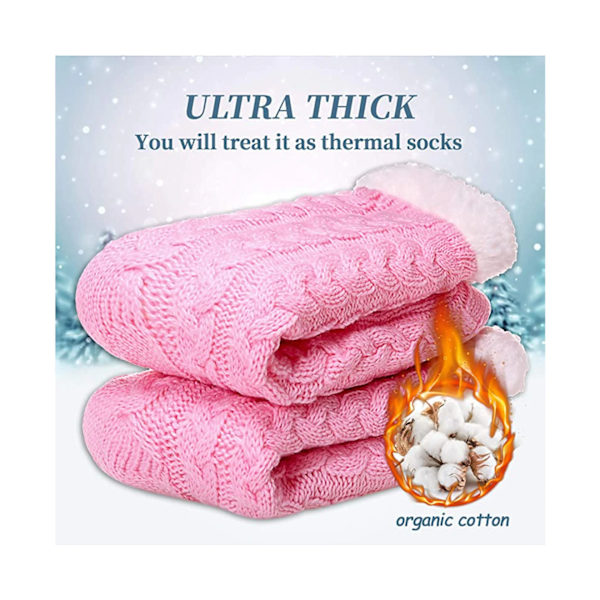 (Rosa) - LANLEO Dam Fuzzy Slipper Strumpor Vinter Mjuk Tjock Varm Fleece Foder
