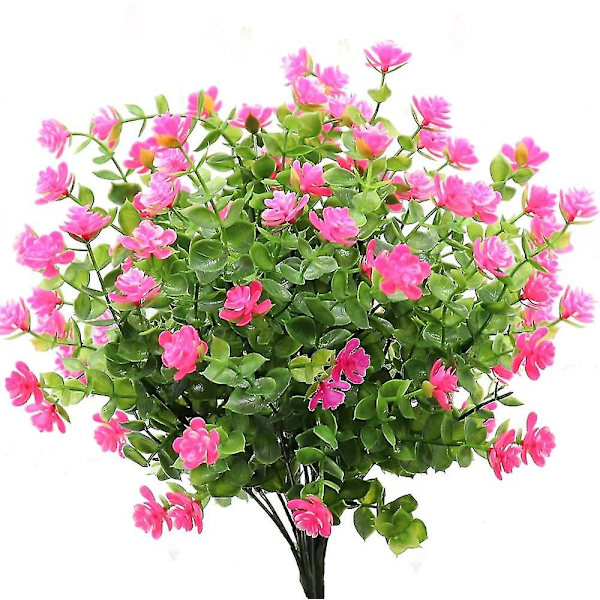 4 stk kunstige blomstereukalyptusbuketplanter Grønt, Uv-resistente falske eukalyptusblomster (lilla) Pink