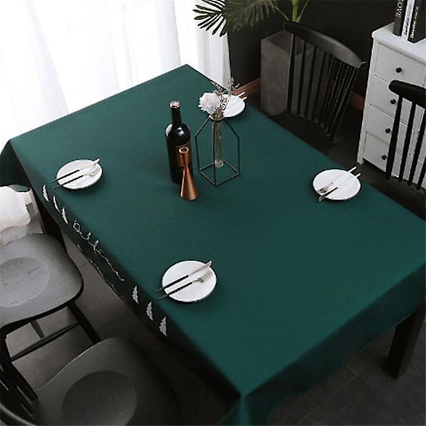 Enkel dekorativ linneduk vattentät oljetät rektangulär matbordsduk, storlek: 110x110 cm (lycka)