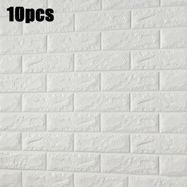 【BQ】10-pack 3D Kakel Väggdekal Självhäftande Tapet vit-FF- white white 10PCS