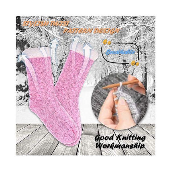 (Rosa) - LANLEO Dam Fuzzy Slipper Strumpor Vinter Mjuk Tjock Varm Fleece Foder