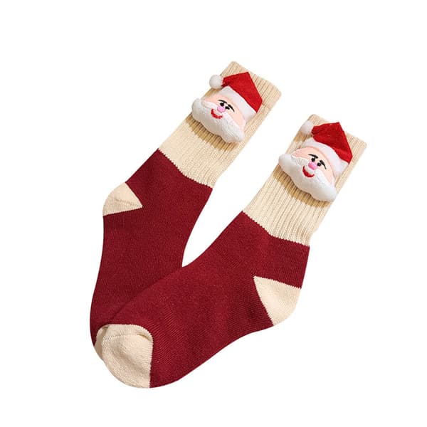 Tjocka Bomulls 3D Jultomte Dockstrumpor Mjuka Varma Bedårande Barnstrumpor för Höst Vinter