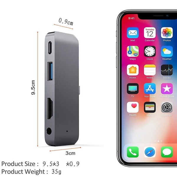 Lämplig för Ipad Pro Hub Usb-c till HDMI+3.5+ USB+pd Hub Type-c Dockningsstation silver silver