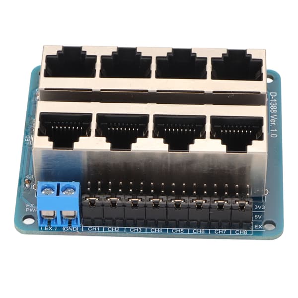 GPIO Breakout Board 8 RJ45 porte 40 Pin Strøm til Raspberry Pi 1A+ 1B+ 2B 3B 3B+ 3A+ 4B