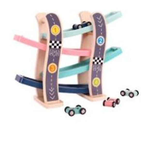 Ramp Race Track Legetøj med træ minibiler til børn og småbørn