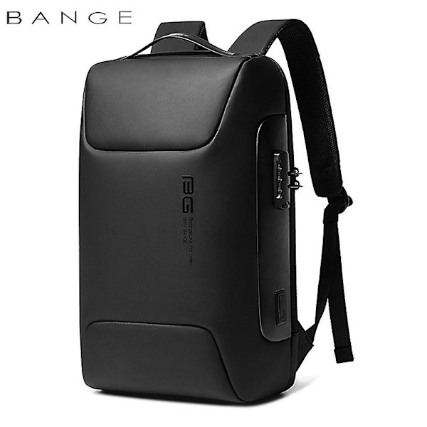 Business Reppu Miesten Ylellinen Varkaudenesto Vedenpitävä koulu Kannettava Reput USB lataus Matkalaukku Esteettinen reppu design Musta Black