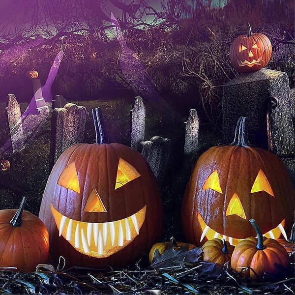 32 st Halloween-pumpatänder, läskiga pumpahuggtänder, lykttänder för Halloween heminredning White