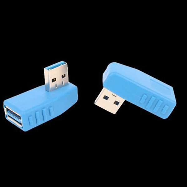 90 graders USB 3.0 hane till hona vänster- och högervinklad adapter Blå vänsterböj Left bend