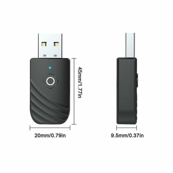 Trådlös USB Bluetooth 5.0 Audio Transmitter Receiver 3in1 Adapter För PC Tv Bil