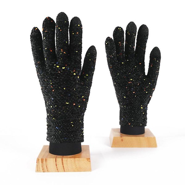 Stickade handskar "pekskärmshandskar dam, varma stickade handskar" (2 par) Segment dyed black