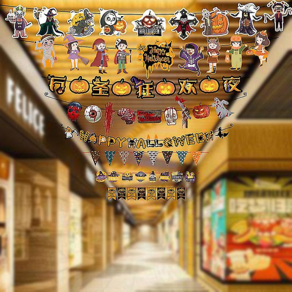 22 år Ny Halloween Flag Papir Vedhæng Dekoration Indkøbscenter Bar Spøgelsesfestival Fest Atmosfære Dress Up Supplies H