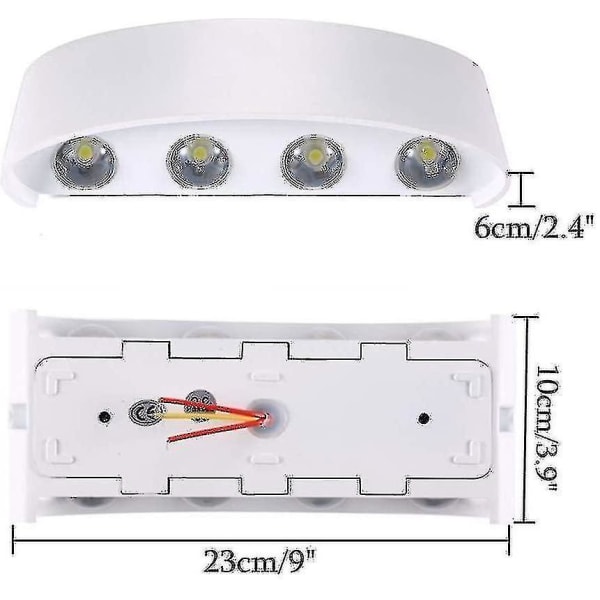 8w Led Sconce Ip68 Utomhuslampa Ylös Alas Ing Lämmin Re