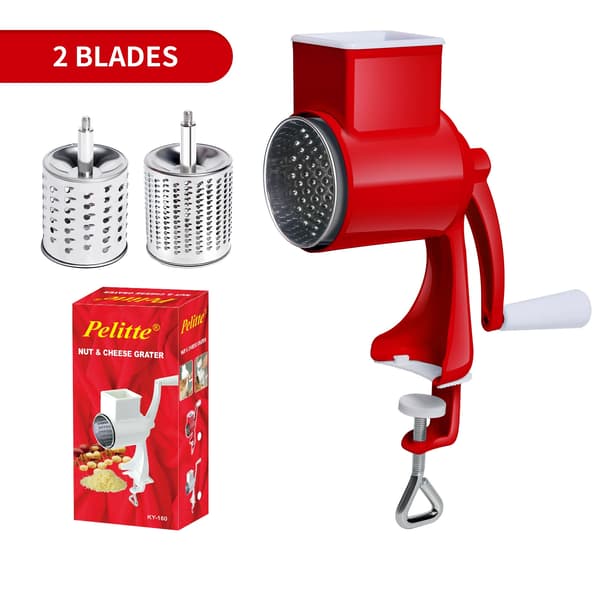 【BQ】Manual Peanut Grinder Cheese Grater Nut Grinder Multifunctional Roller Grinder Red red 1set