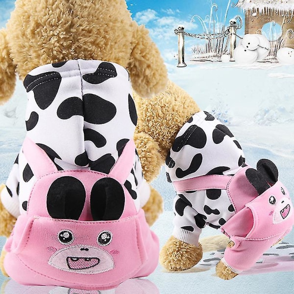 Husdjurskläder Andningsbara hundkläder Slitstarka mjuka hundar Valpkläder med sött print för husdjur Nytt Cow Lake Blue M