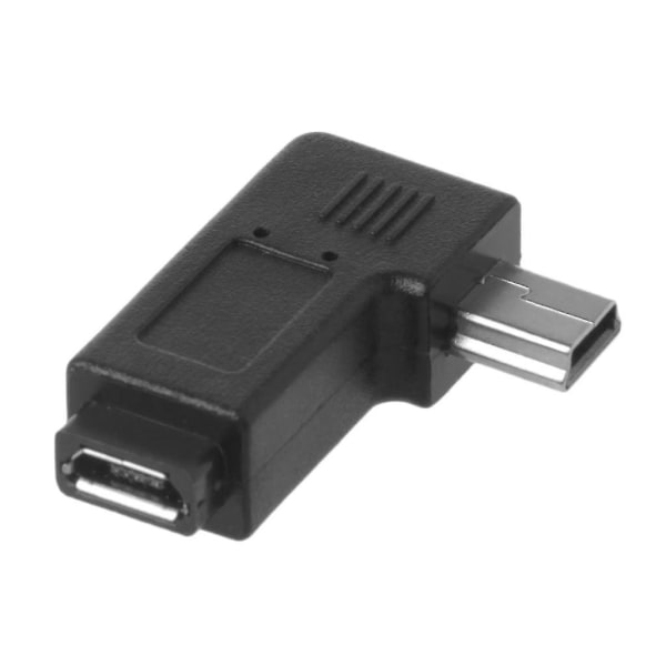 USB 2.0 Micro 5pin naaras - mini 5pin uros 90 kulman vasen oikea muunnösovitin