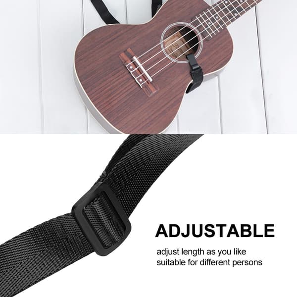 Justerbar Ukulele Stropp Nylon Krok Svart