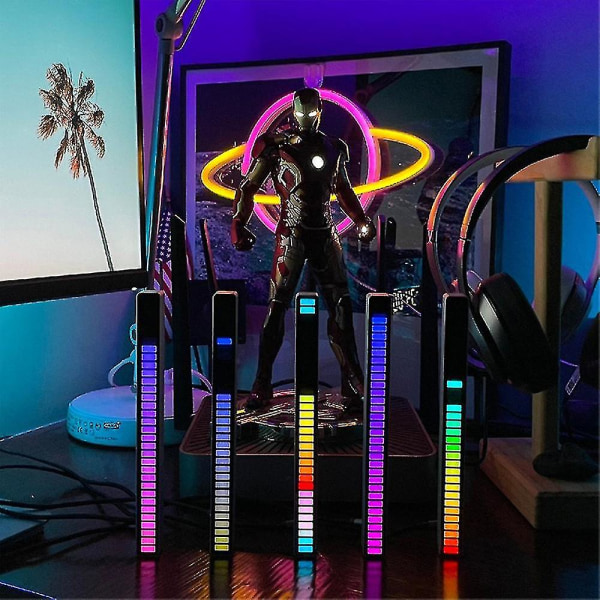 Hhcx-32 Led Rgb Auton äänenohjausvalo Ääni PC Valitse musiikki rytmivalo Black