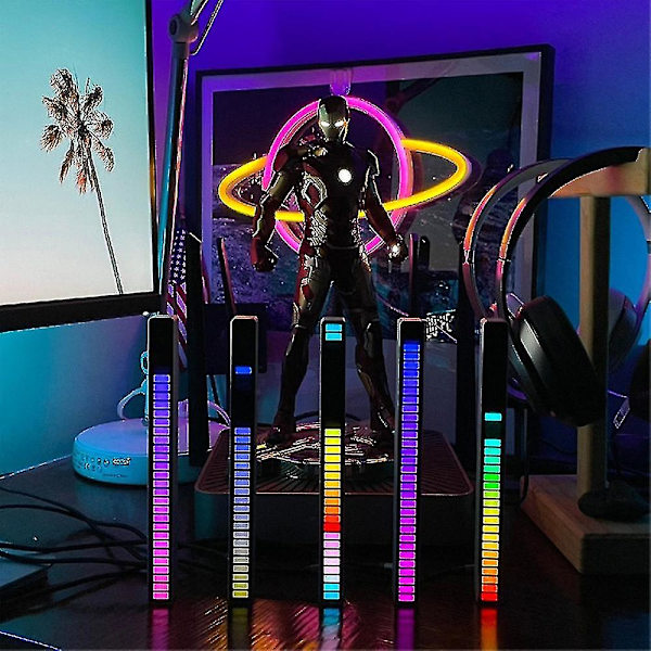 Hhcx-32 Led Rgb Bil Lyd Kontrol Lys Stemme Pc Pick Music Rhythm Light Black