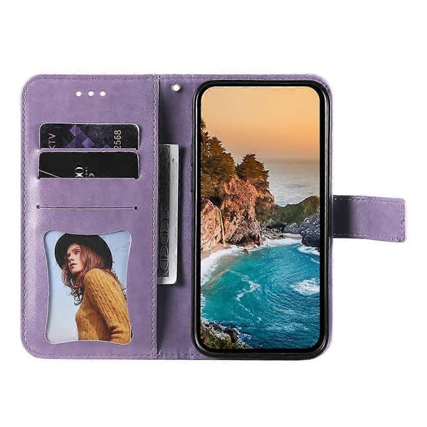 【BQ】Syvblomstret præget læderetui til telefon - Perf Compatible with MotorolaMoto G55