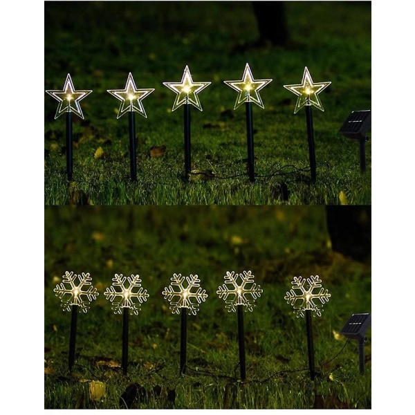 Tähti- tai lumihiutale-LED-puutarhavalot – LED-polkukoriste Puutarhan nurmikkopatio – Joulun hehkuvat joulukoristeet five-pointed star