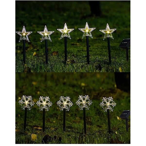 Tähti- tai lumihiutale-LED-puutarhavalot – LED-polkukoriste Puutarhan nurmikkopatio – Joulun hehkuvat joulukoristeet snowflake