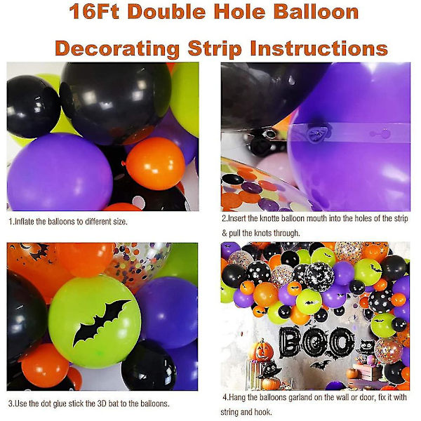 92 kpl Confetti Balloon Garland Bunting Halloween Decor Party Prop Set Multicoloured