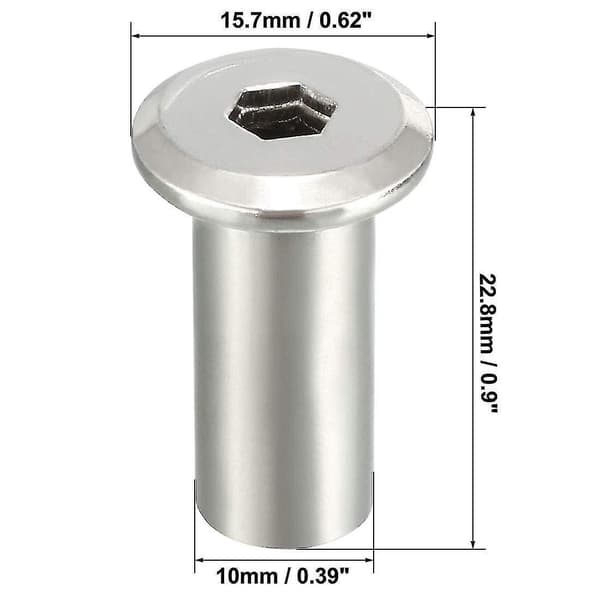 【BQ】M8x20mm sekskantet innvendig mutter skruehylsemutter for møbler 10 stk