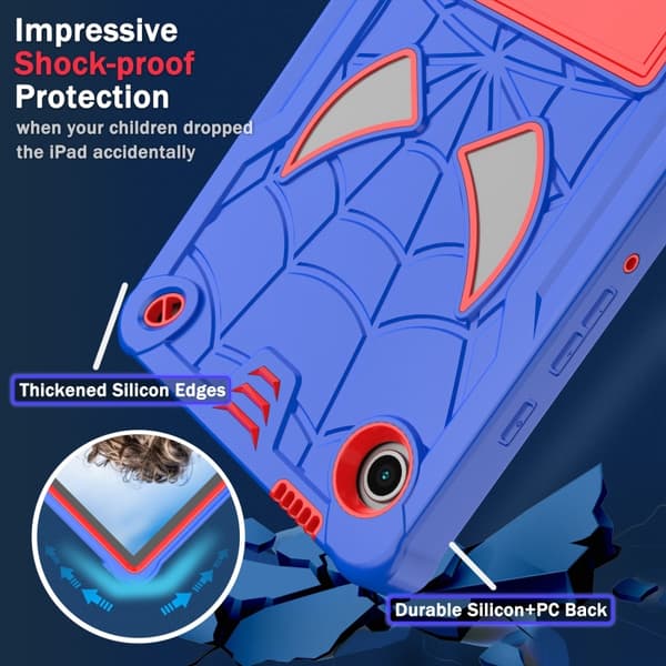 【BQ】Samsung Galaxy Tab A9 Cover i Spider Silikone Hybrid PC Bl\u00e5 R\u00f6d