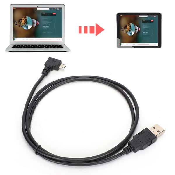 C0402 1M Högervinklad Micro USB till USB Anslutningskabel för Dataöverföring och Laddning