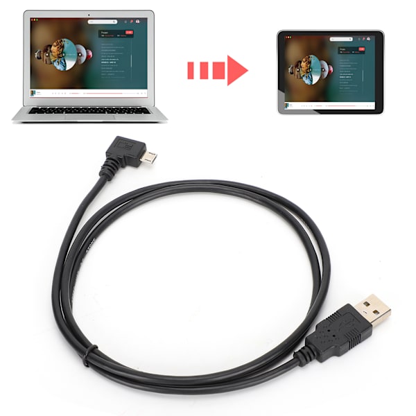 C0402 1M Rettvinklet Micro USB til USB Tilkoblingskabel for Dataoverføring og Lading