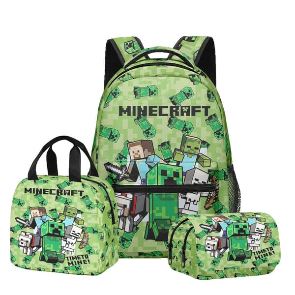 【BQ】My World Primary and Secondary School Students' School Bag, Backpack, Lunch Bag, Double-Layer Pencil Case, Three-Piece Set
