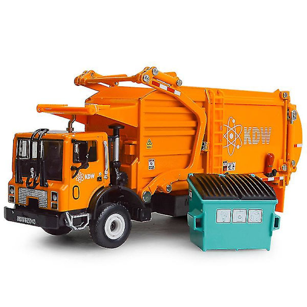 Hhcx-alloy Diecast Barreled Garbage Carrier Truck 1:24 Waste Material Transporter Vehicle Model Hobby Toys For Kids Christmas Gift red