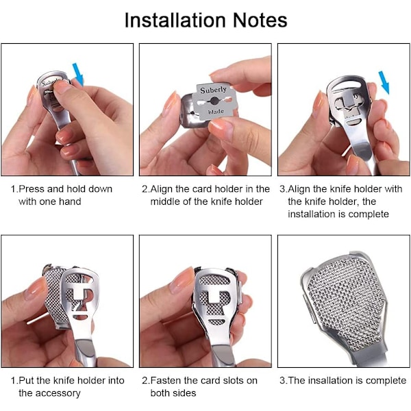 Pedikyr fotrasp, Callus Rakapparat Callus Feet Remover, med verktyg för 10 blad