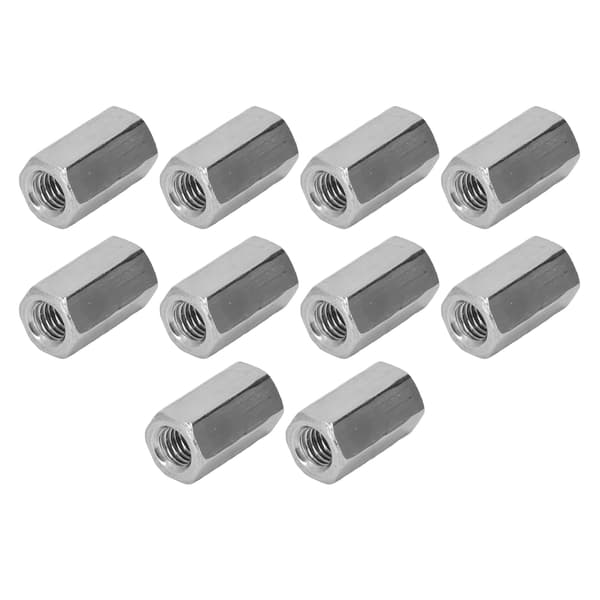 10 stk. M8 304 Rustfrit Stål Hex Koblingsmøtrik Stangforbindelse Fastgørelse Husholdning